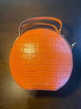 Rebecca Minkoff Acorn Brown Croc Embossed Round Crossbody Bag